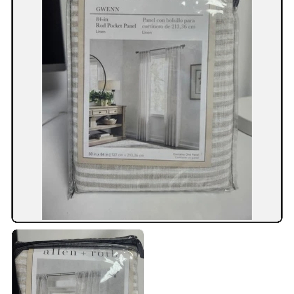Allen + Roth Cream and Gray Linen Rod Pocket Curtain